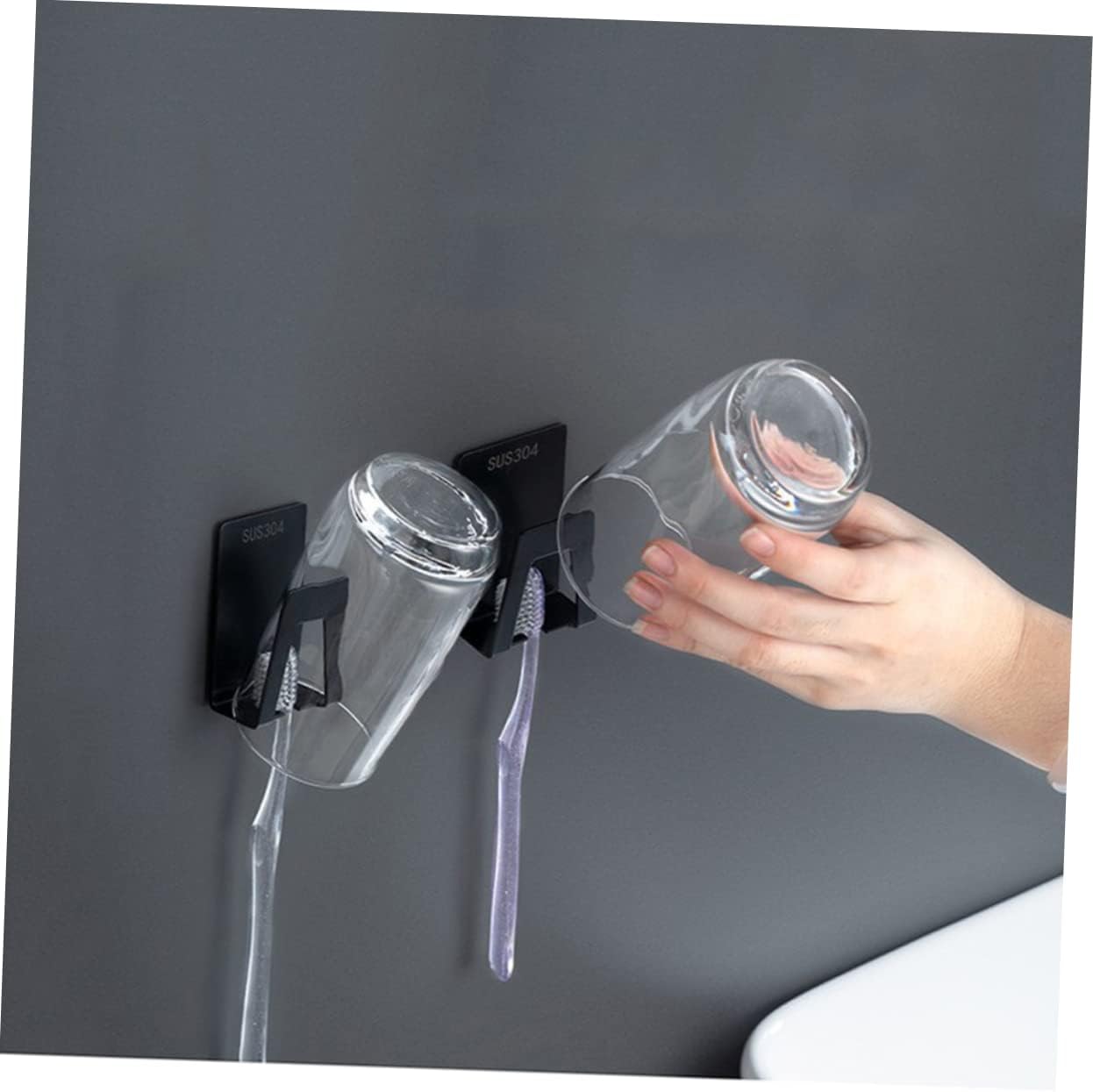 KONTONTY Toothbrush Cup Holder Wall Mount