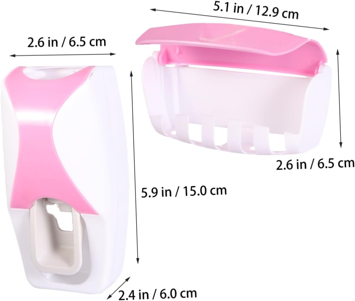 Unomor 2PCS Wall-Mounted Toothbrush Holder and Suction Toothpaste Extruder