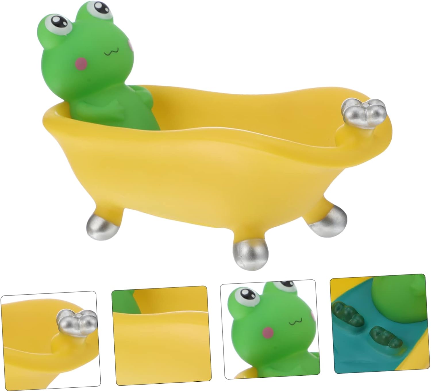 LIFKOME Cartoon Frog Soap Dish Tray Self Draining Vinyl Holder for Bathroom