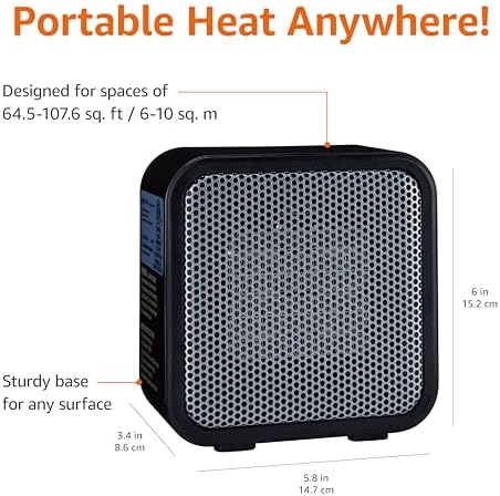 Amazon Basics 500W Ceramic Desk Heater with Tip-Over Protection