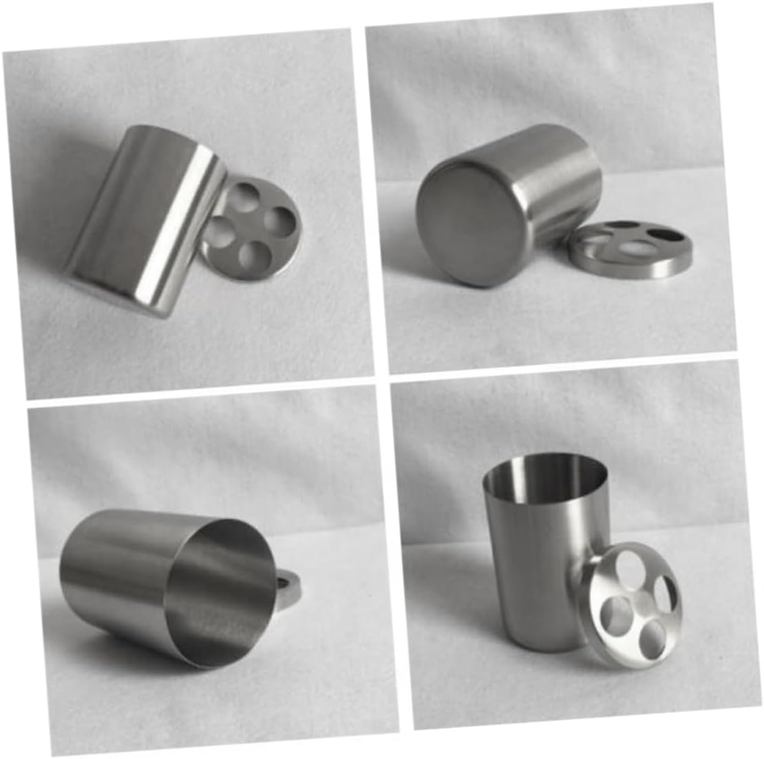 GLEAVI 1Pc Stainless Steel Toothbrush Holder with Lid and 4 Holes