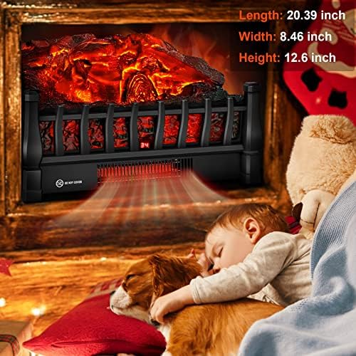 Riseon Electric Fireplace Logs with Remote Control 5 Flame Levels