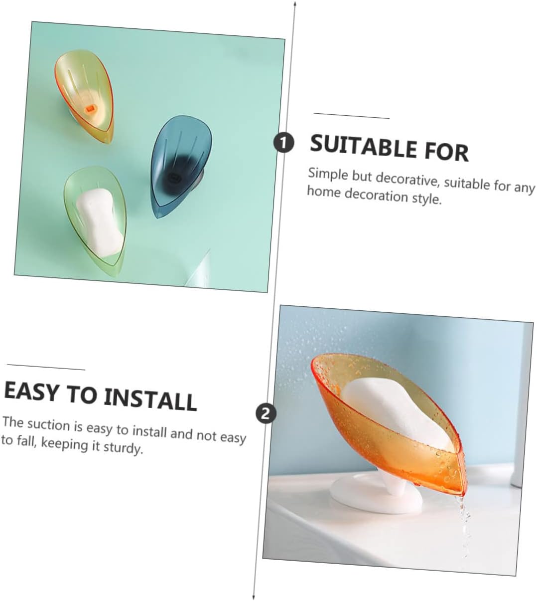 HAKIDZEL 3Pcs Soap Dish Holder with Suction Cup and Draining Design