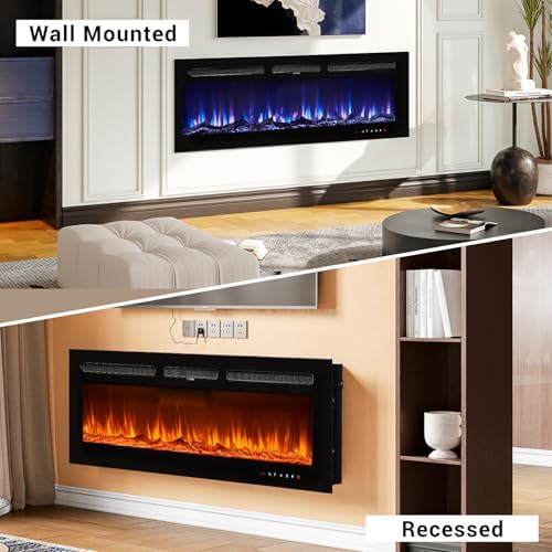 oneinmil Electric Fireplace 50 Inch WallMounted