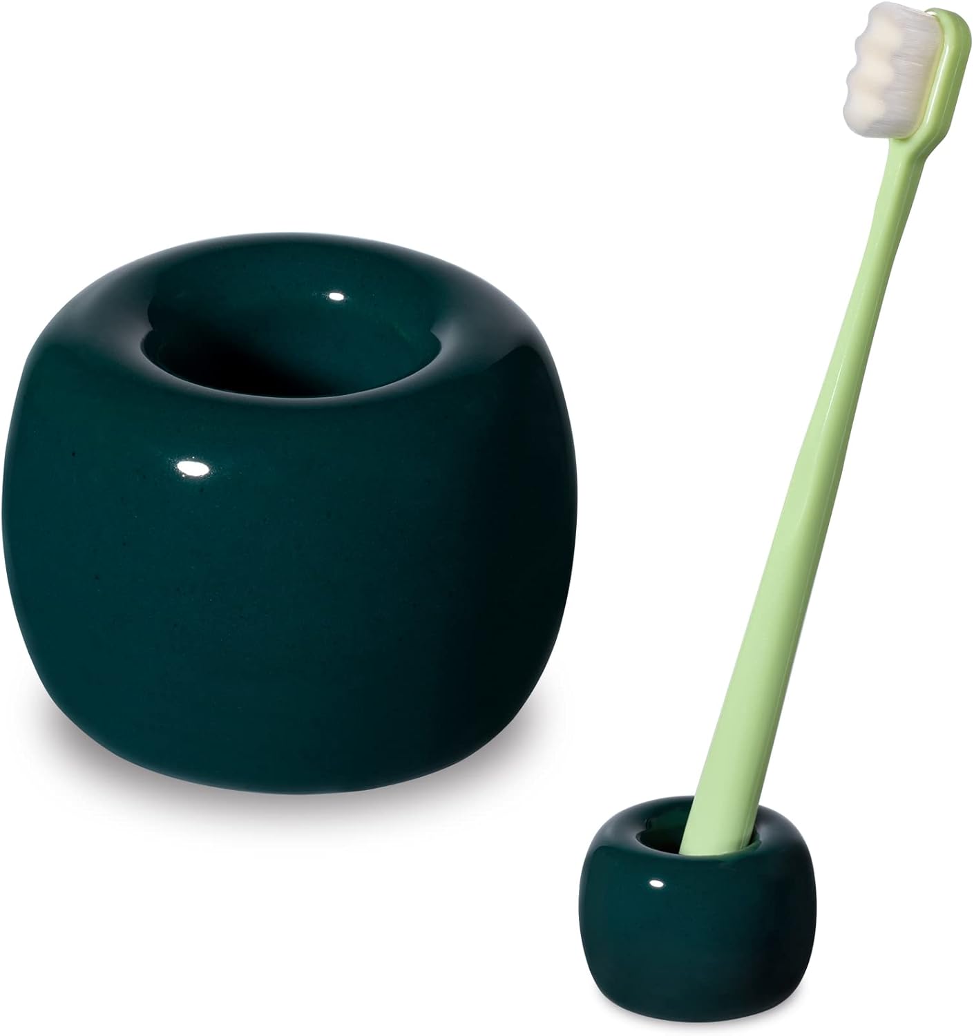 Urbanstrive Mini Ceramics Toothbrush Holder - Dark Green 1-Pack