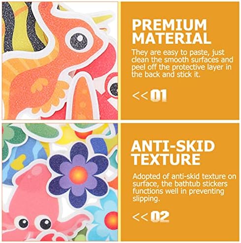Alipis Non-Slip Bath Stickers Set with Flowers and Turtle Design
