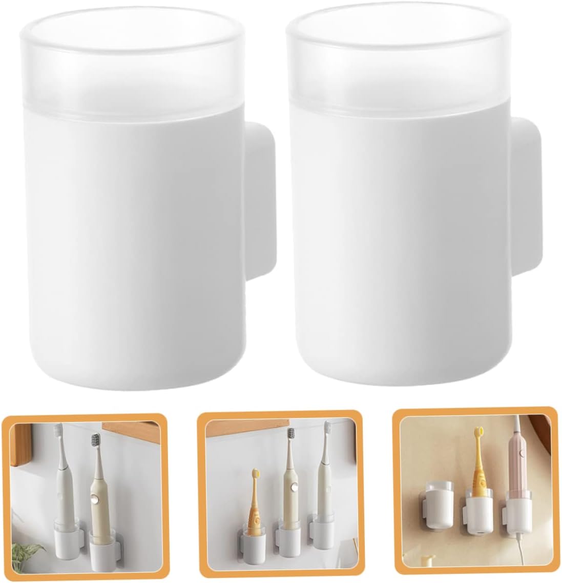 Amosfun 2pcs Wall-Mounted Electric Toothbrush Holders