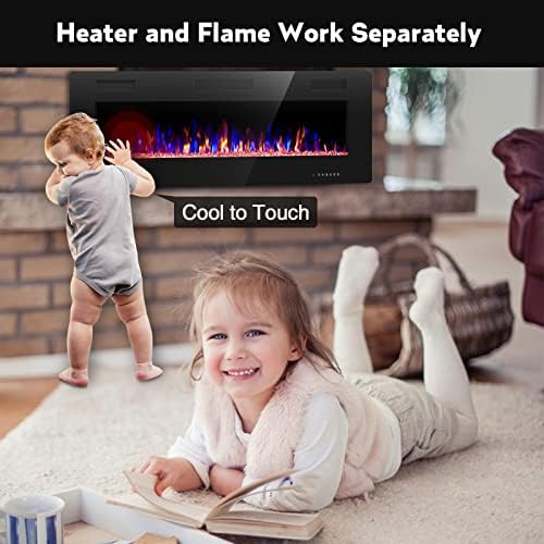 RWFLAME 50 Inch Electric Fireplace with Touch Screen and Remote