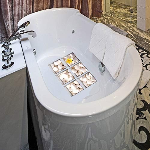 AILEGOU 3D Non-Slip Bathtub Stickers with 6 Pieces Pebbles-A02