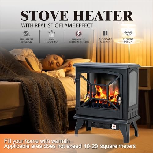 Panana Electric Fireplace Heater 5300 BTU Realistic Flame