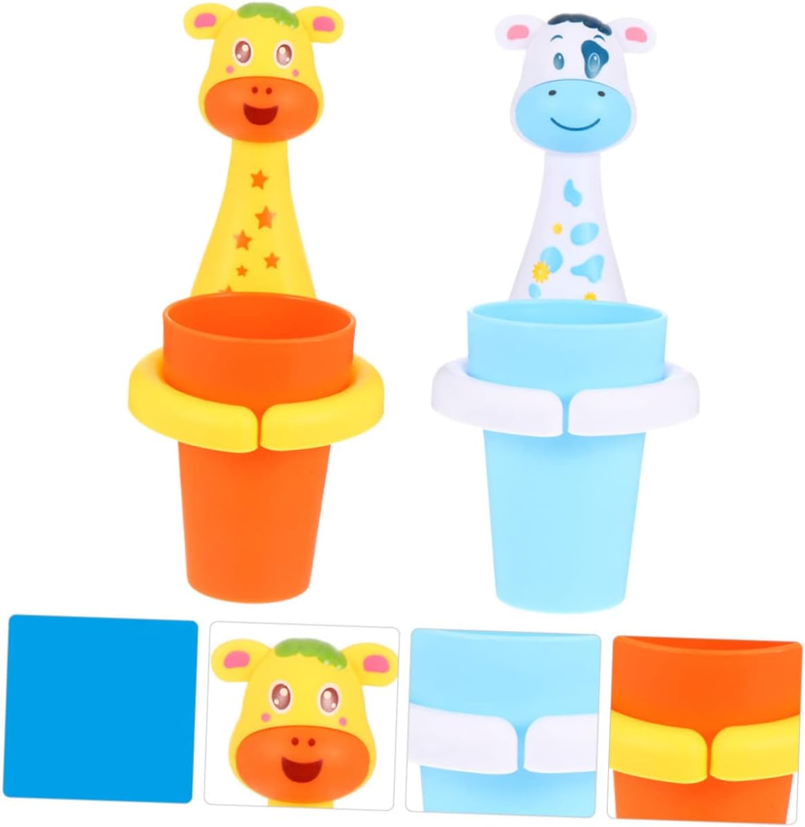 STOBAZA 2Sets Cartoon Animal Toothbrush Holder for Wall Mount