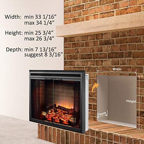 PuraFlame Klaus Electric Fireplace Insert with Fire Crackling Sound