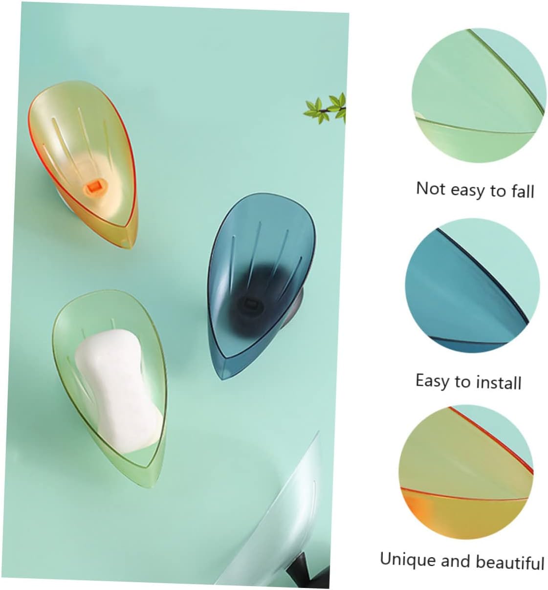 HAKIDZEL 3Pcs Soap Dish Holder with Suction Cup and Draining Design