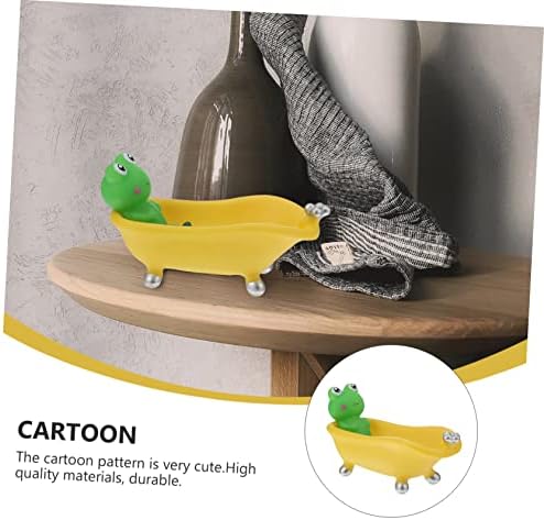 LIFKOME Cartoon Frog Soap Dish Tray Self Draining Vinyl Holder for Bathroom