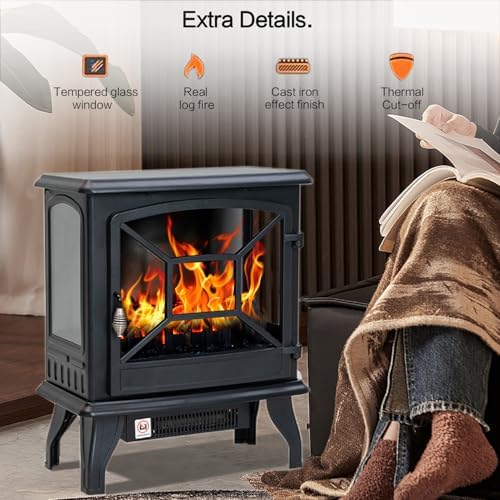 Panana Electric Fireplace Heater 5300 BTU Realistic Flame