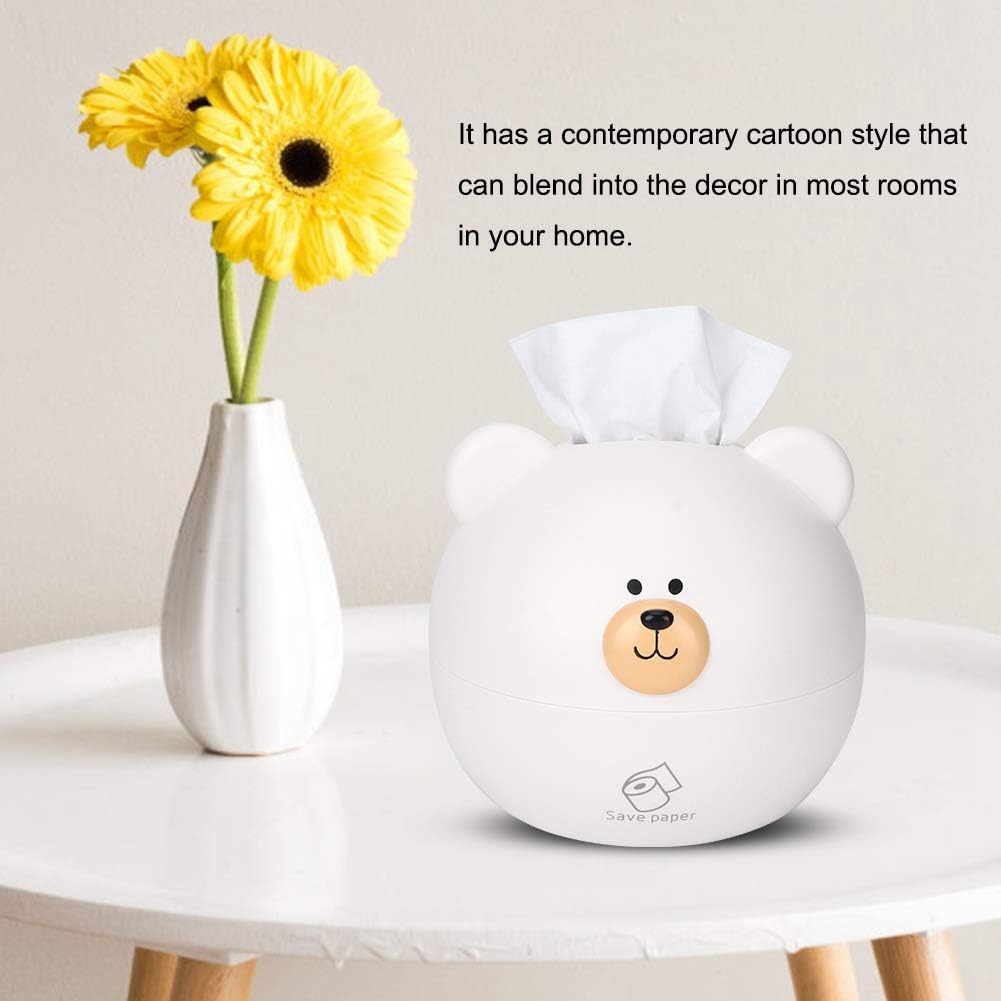 HERCHR Round Bear Head Tissue Box Cover