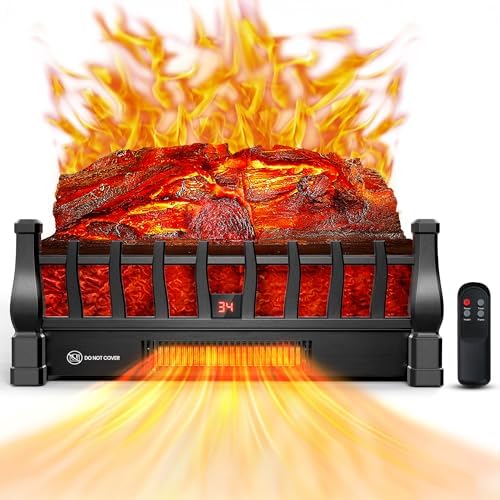 Riseon Electric Fireplace Logs Heater with Remote