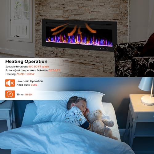 BETELNUT 50 Electric Fireplace with Remote Control 1