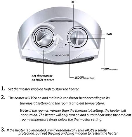 Moonflor 1500W Silver Space Heater with Safety Features
