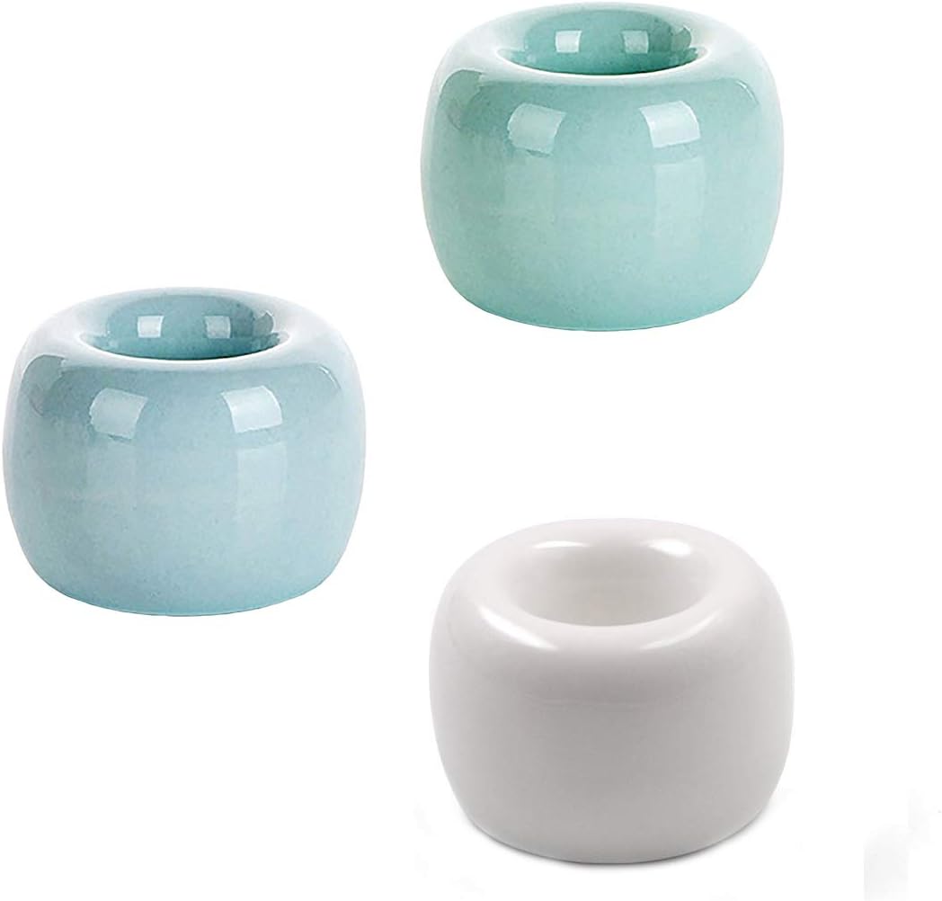 Set of 3 Mini Ceramic Toothbrush Holders with Non-Slip Base