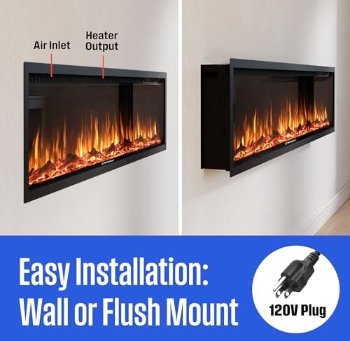 Westinghouse 50 Inch Electric Fireplace Heater with Alexa Google Home Compatibility