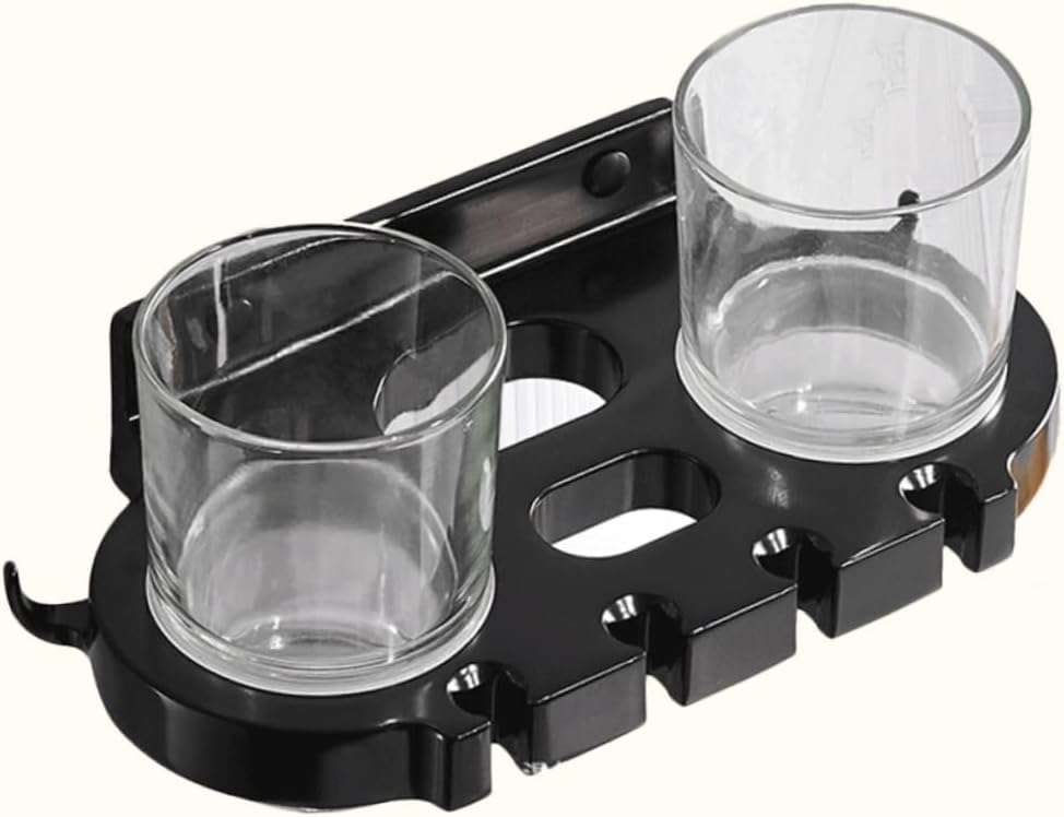 Cabilock Aluminum Toothbrush Rack with 2 Cups Easy Install