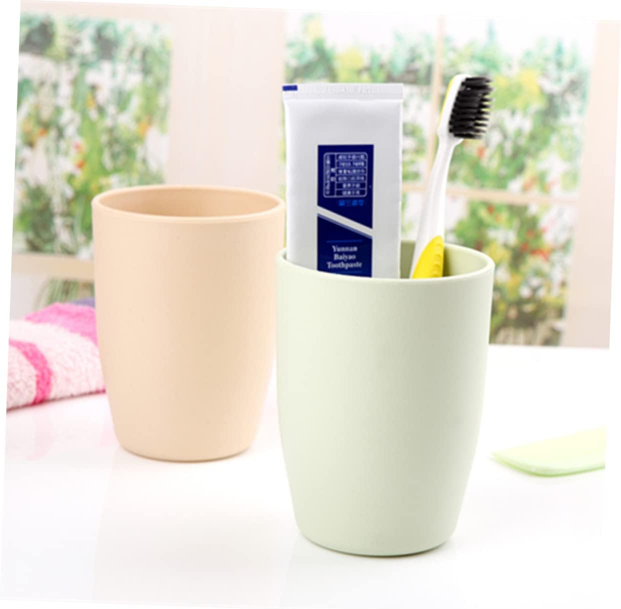 Hemoton Lightweight Stackable Tumbler Cup Green Toothbrush Holder