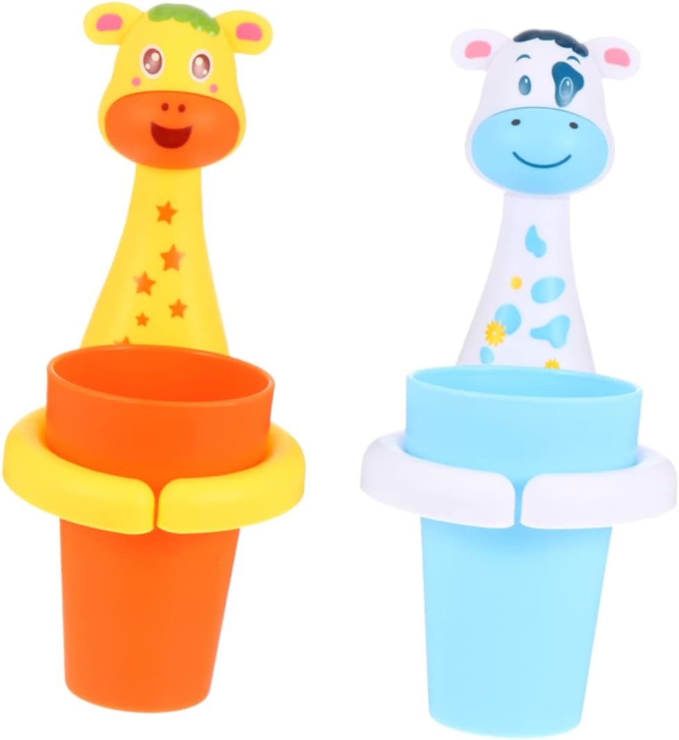 STOBAZA 2Sets Cartoon Animal Toothbrush Holder for Wall Mount
