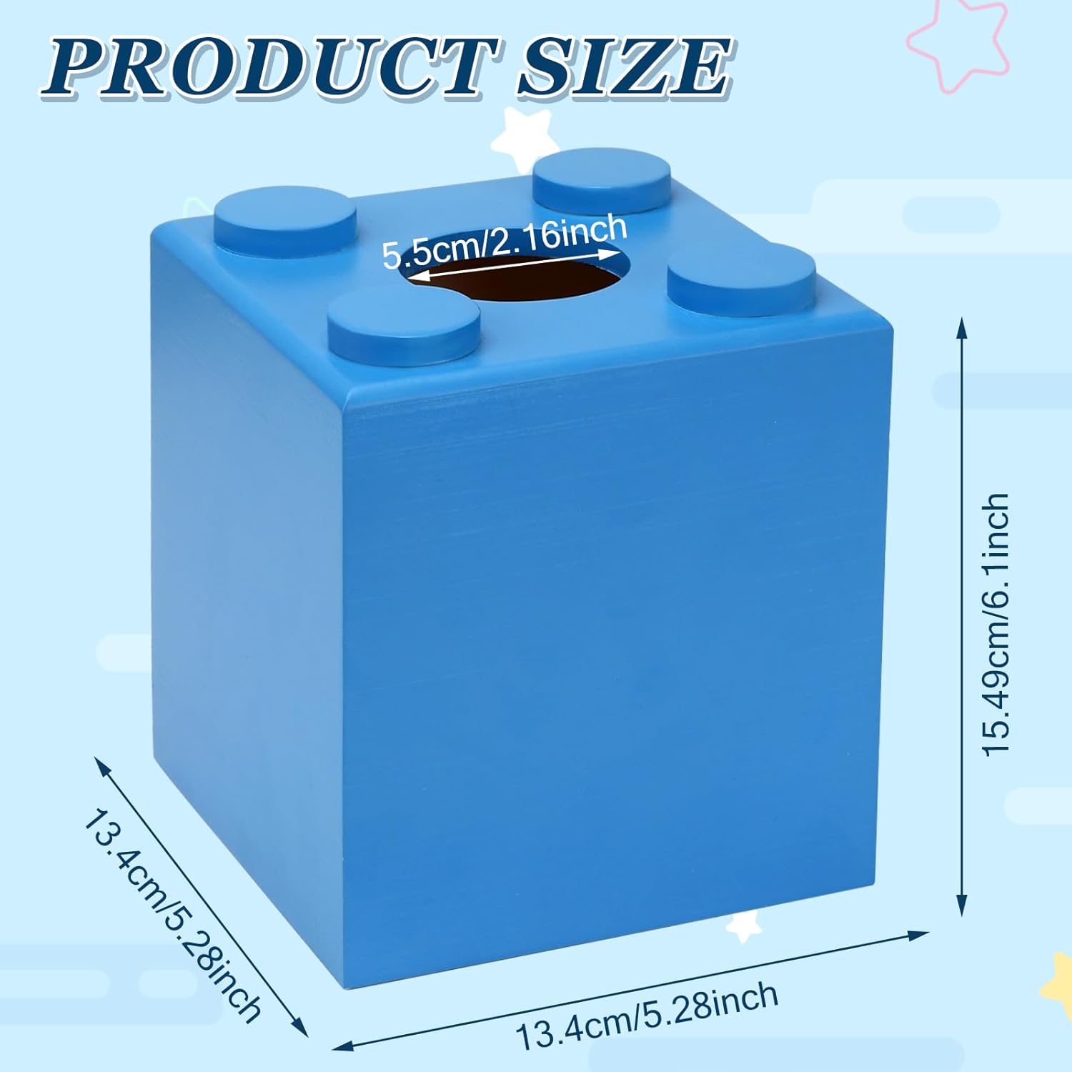CypherX Blue Wood Tissue Box Cover with Slide-Out Bottom