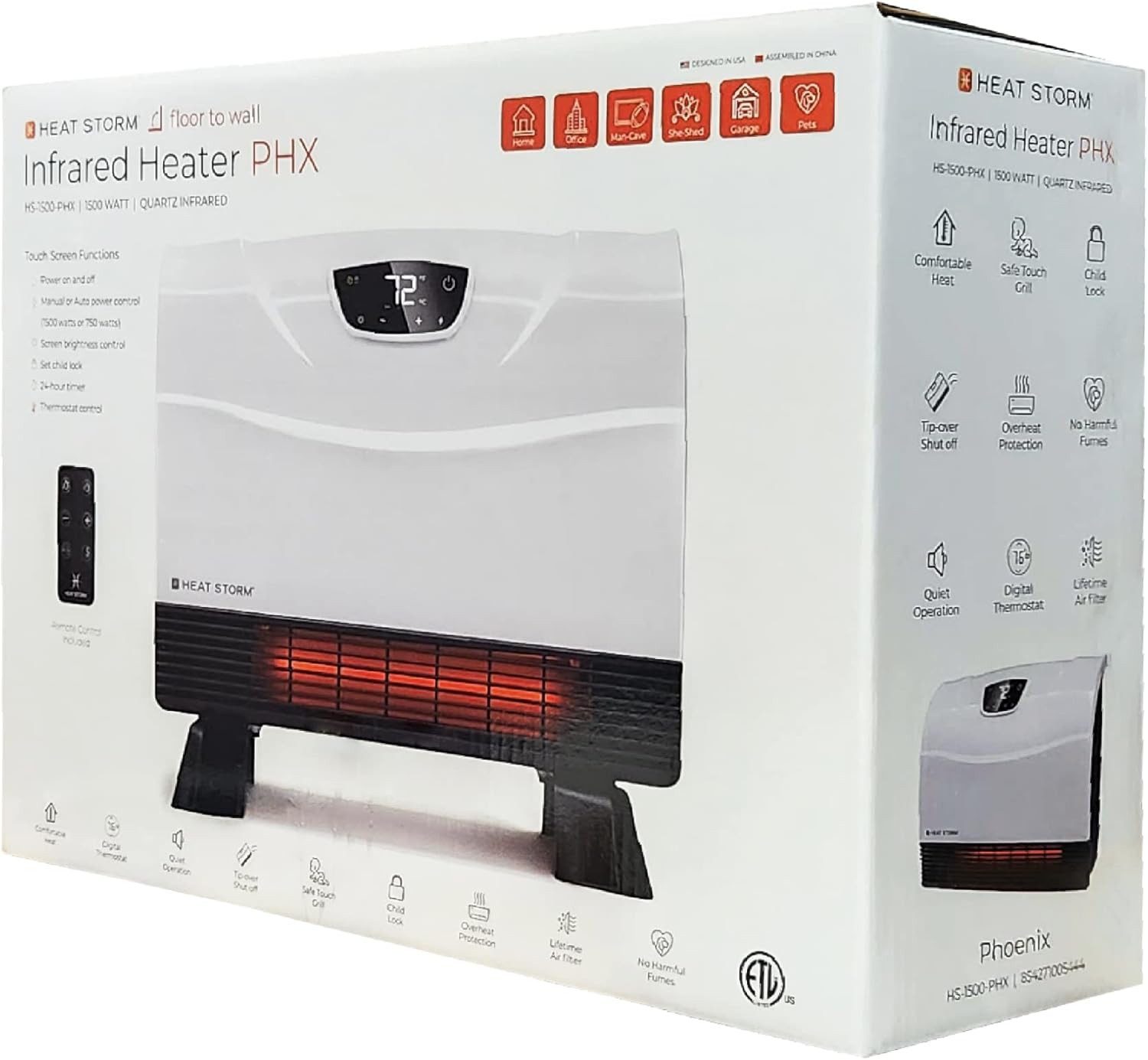 Heat Storm Phoenix Infrared Heater - 1500W 5200BTU with Remote Control