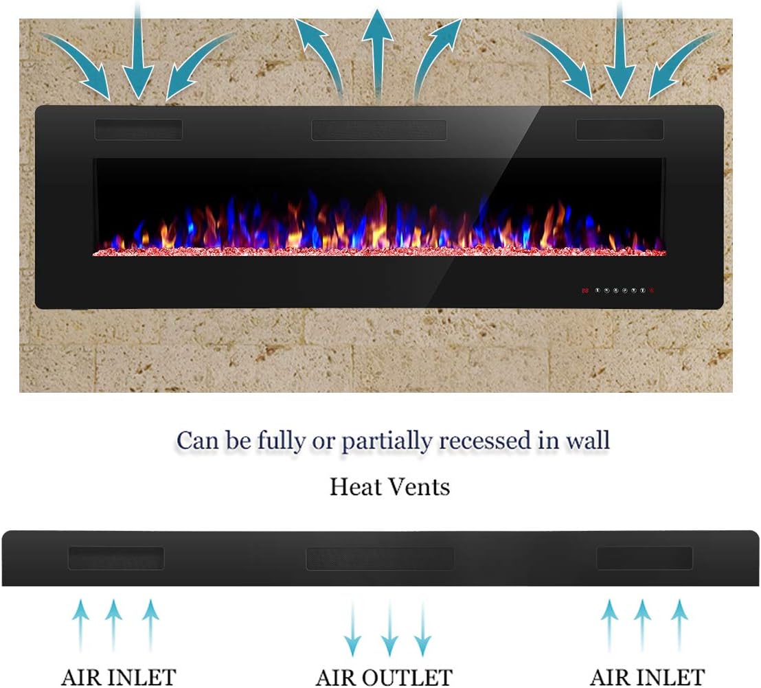 RWFLAME 60 Inch Electric Fireplace with Remote Control