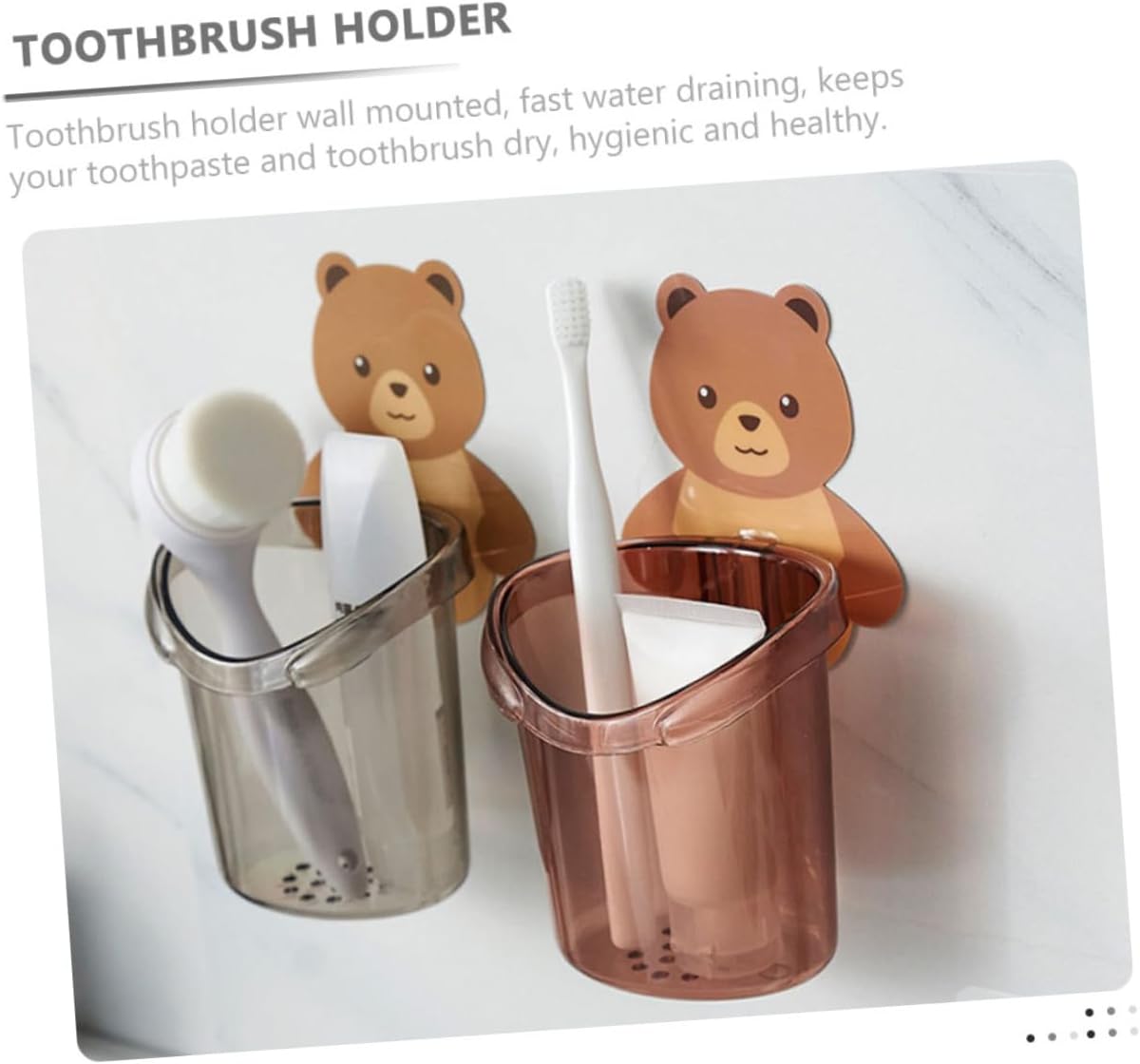 Amosfun Cartoon Toothbrush Holder 2Pcs