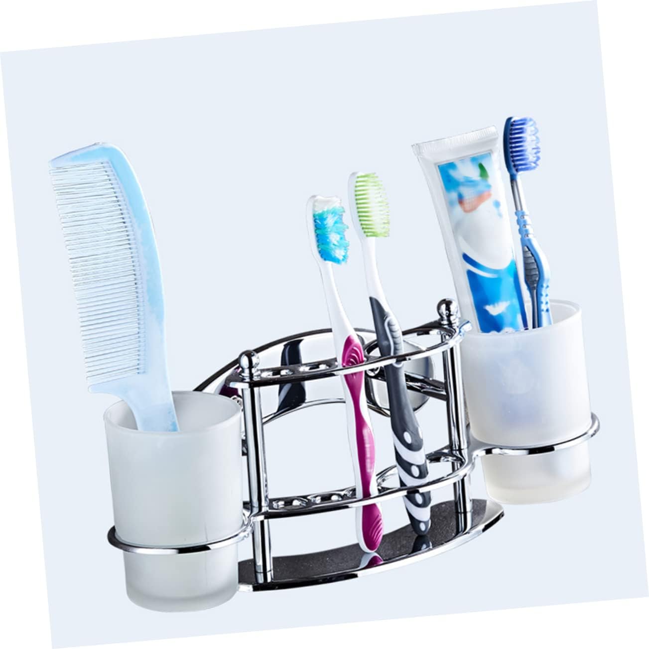 KONTONTY Wall Mounted Toothbrush Cup Holder