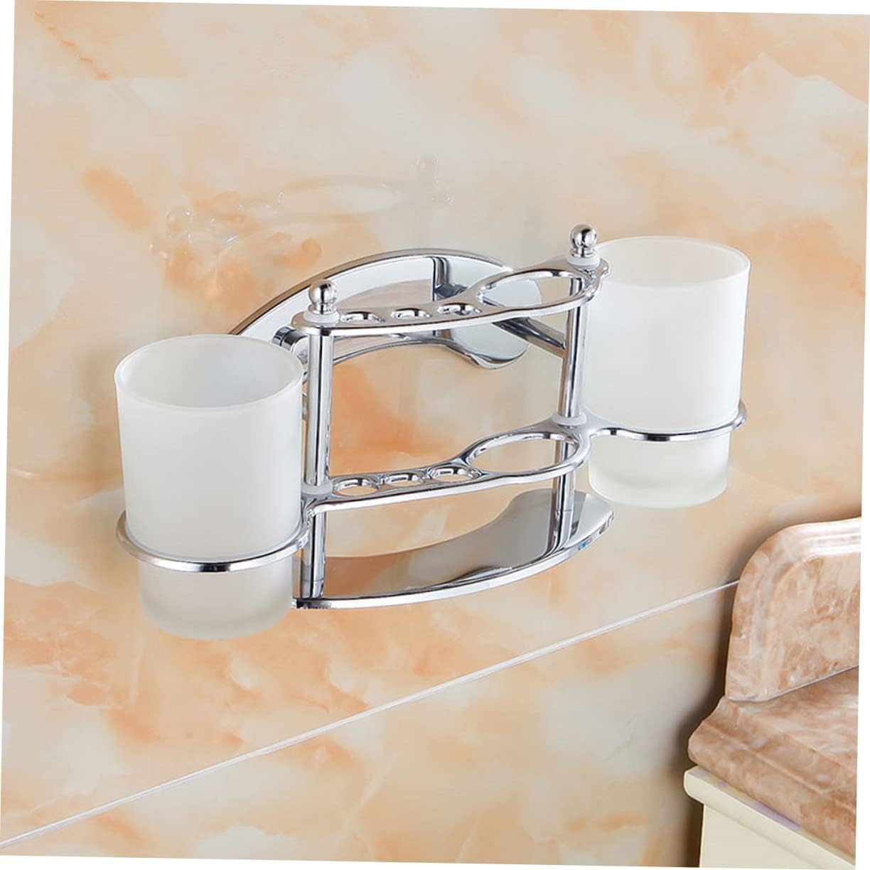 Bathroom Holder Wall-Mounted Toothbrush Cup Holder White