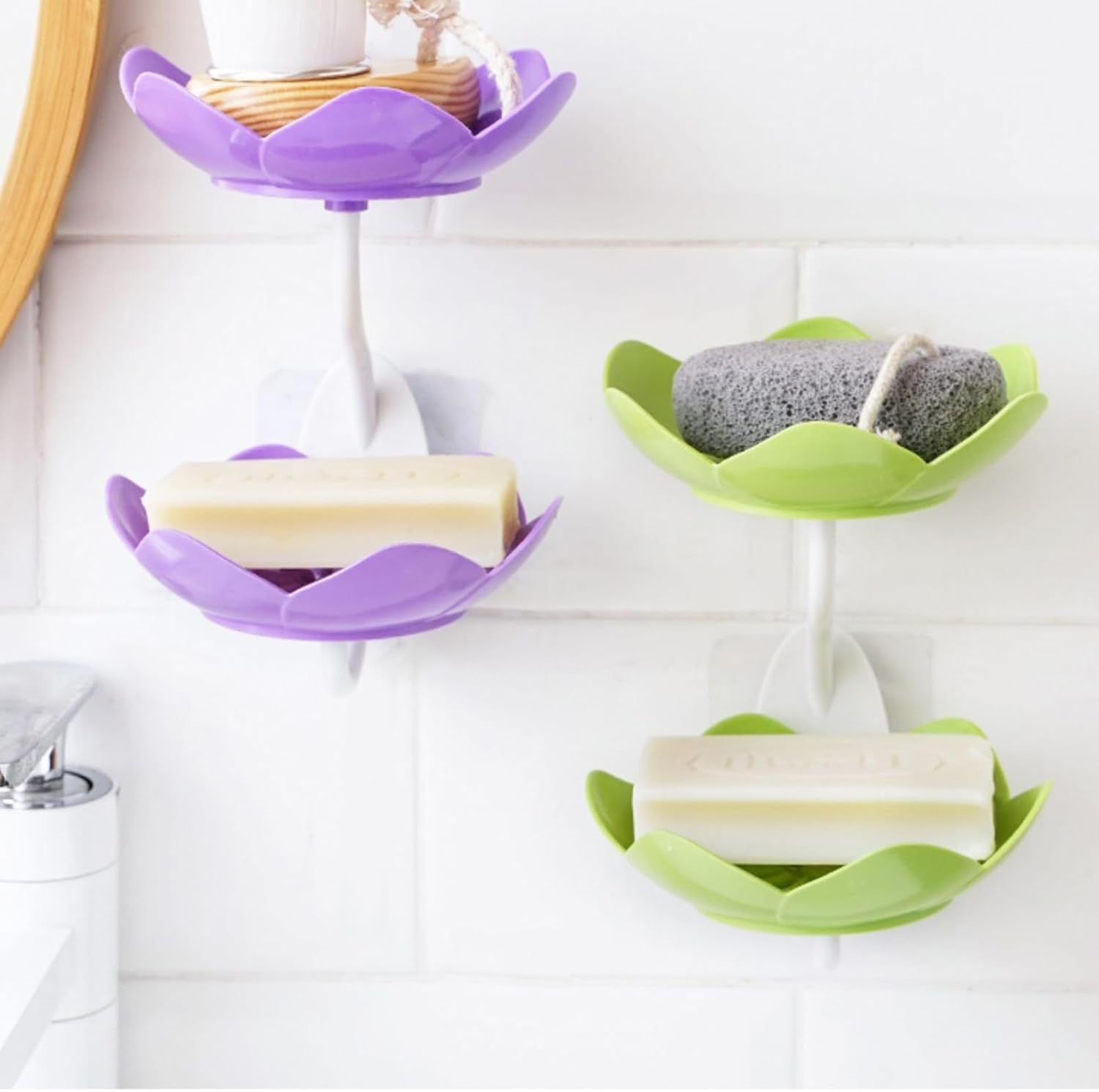 Double Layer Soap Dish with Non-Slip Base for Bathrooms