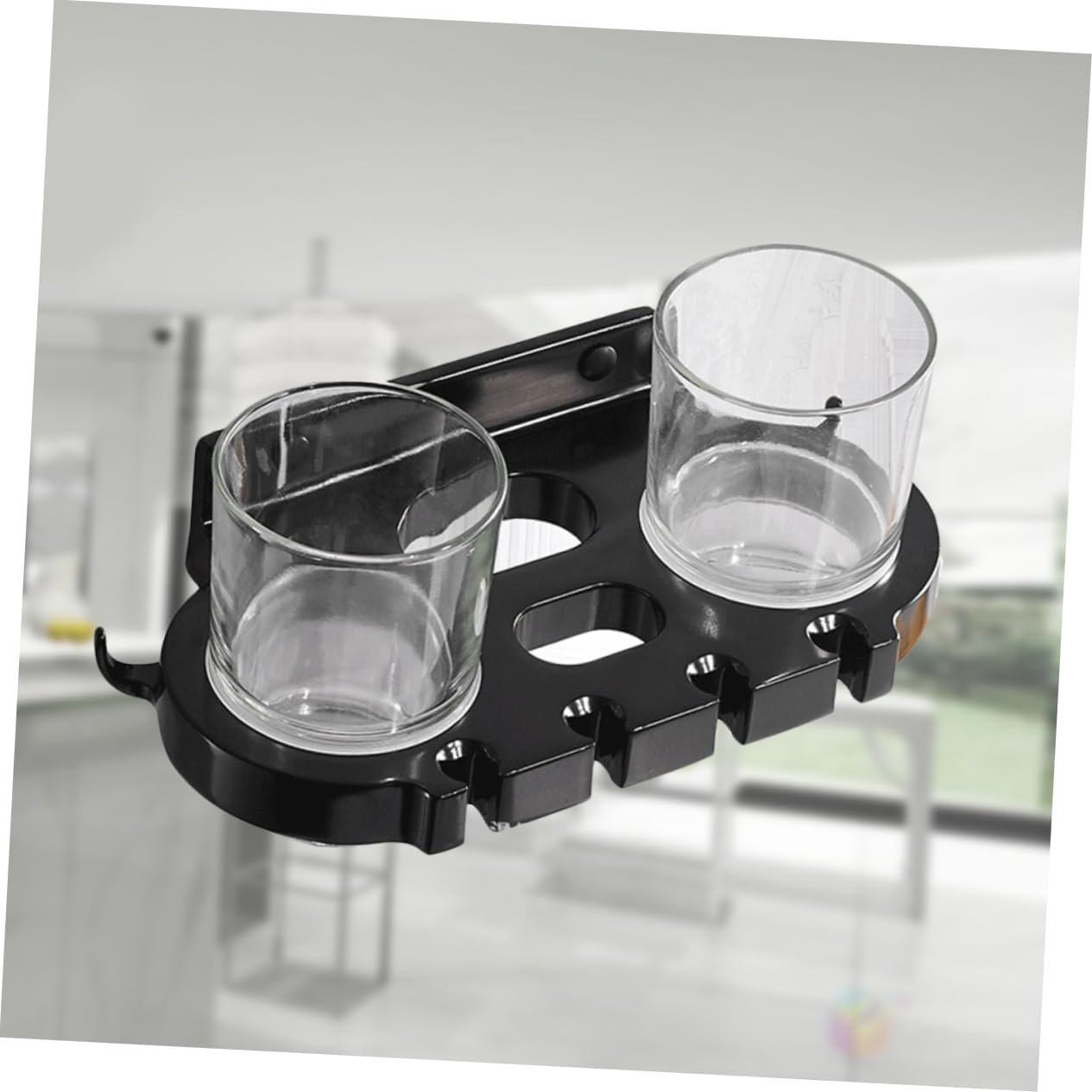Cabilock Aluminum Toothbrush Rack with 2 Cups Easy Install