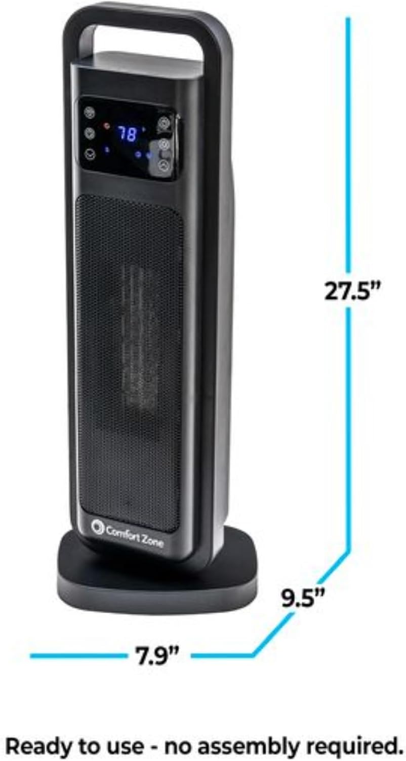 Comfort Zone 26-Inch 1500W Space Heater with Remote Control
