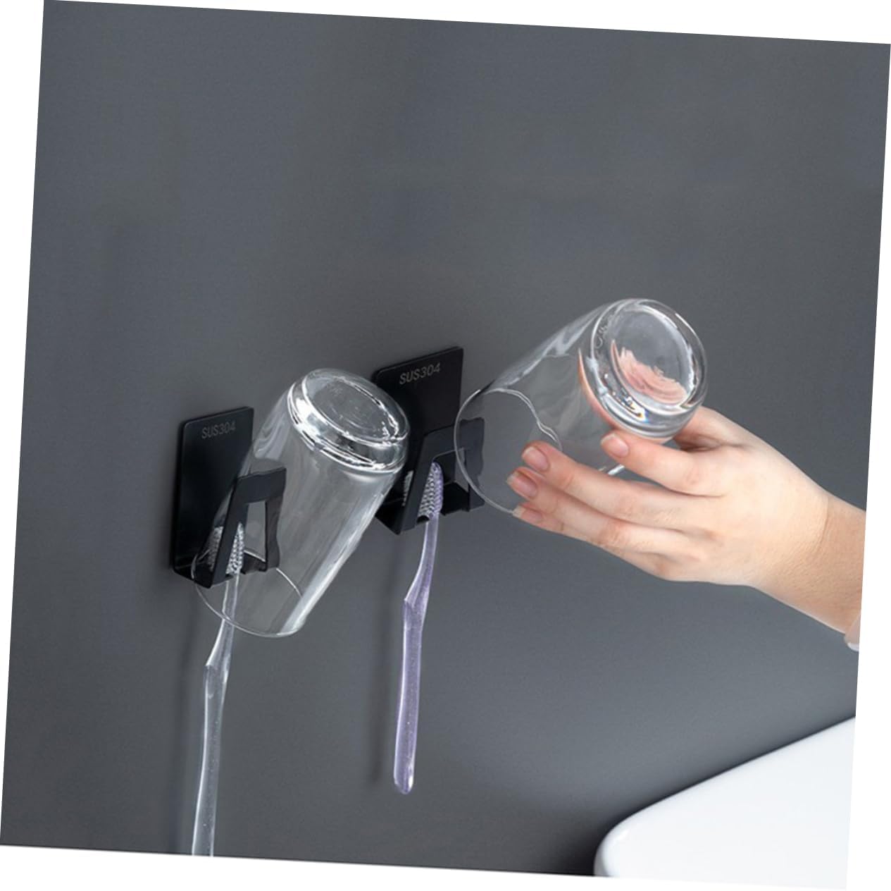 SHOWERORO Wall Hanging Toothbrush Cup Holder