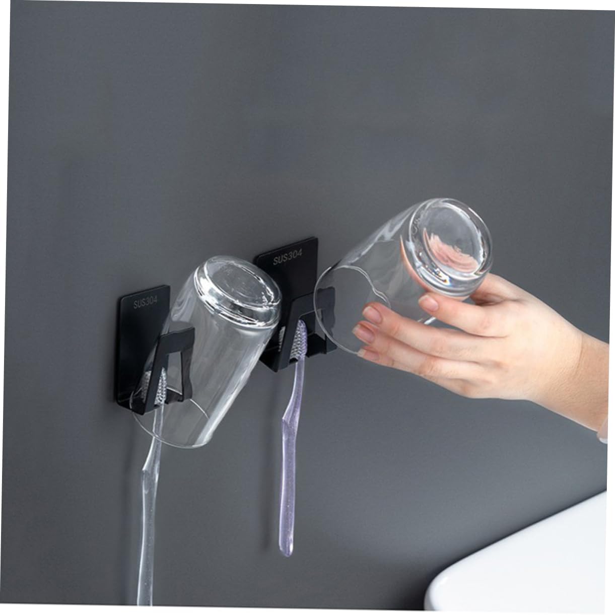 Wall Mounted Toothbrush Cup Holder with Suction Cup 1