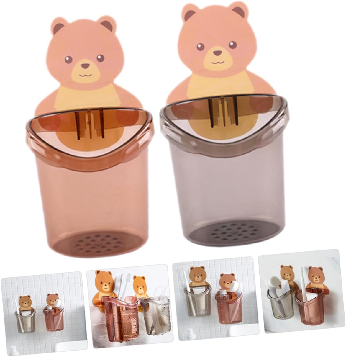 Amosfun Cartoon Toothbrush Holder 2Pcs
