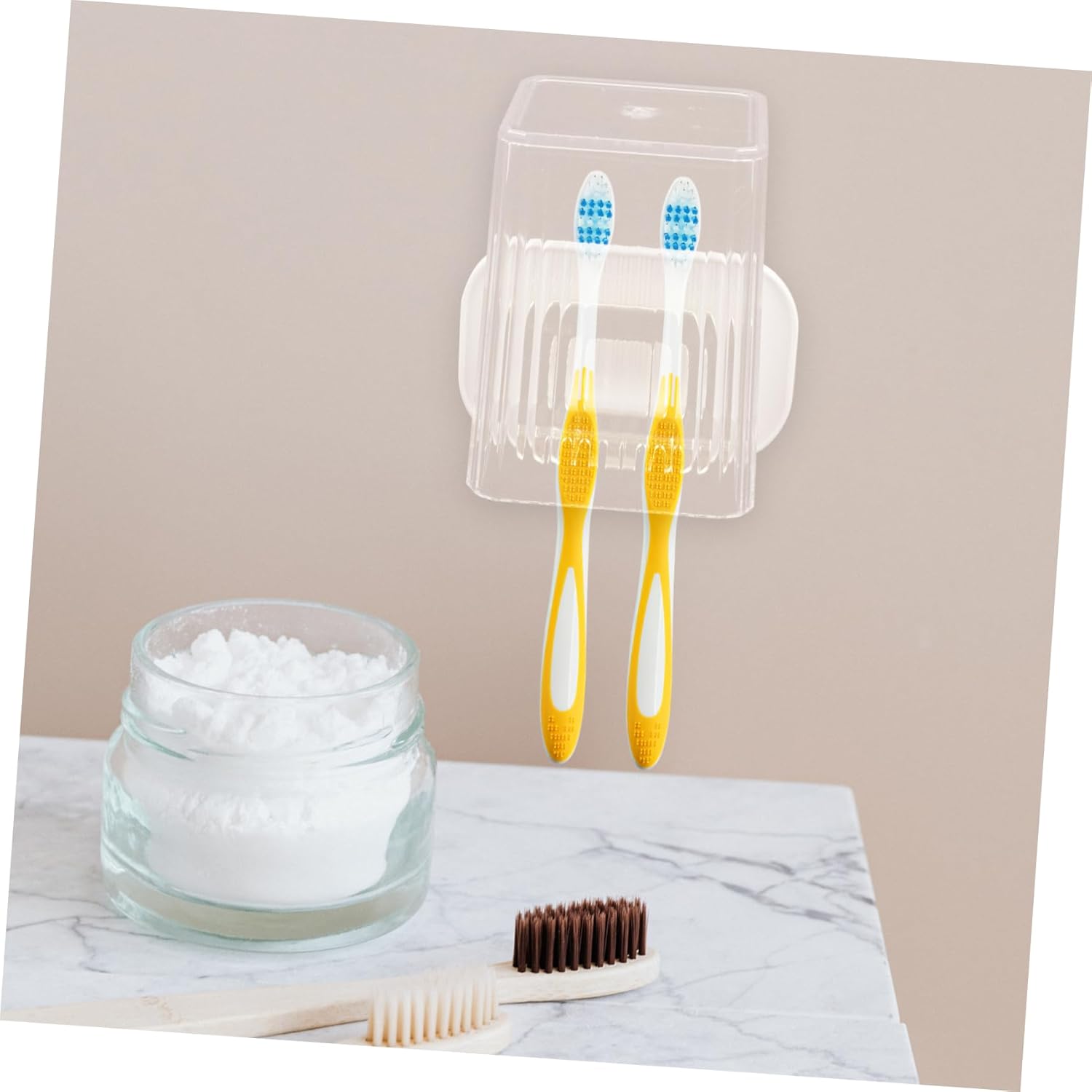 GLEAVI Wall-Mounted Toothbrush Holder with Cup Stand