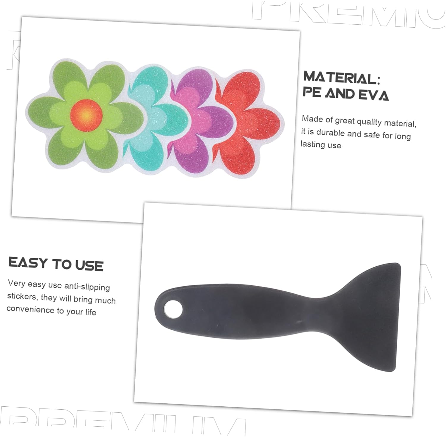 VICASKY 4pcs Cartoon Non-Slip Tile Stickers for Bathrooms