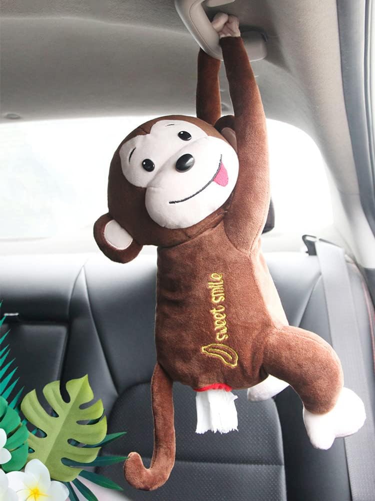 Cute Plush Monkey Tissue Dispenser for Car and Home