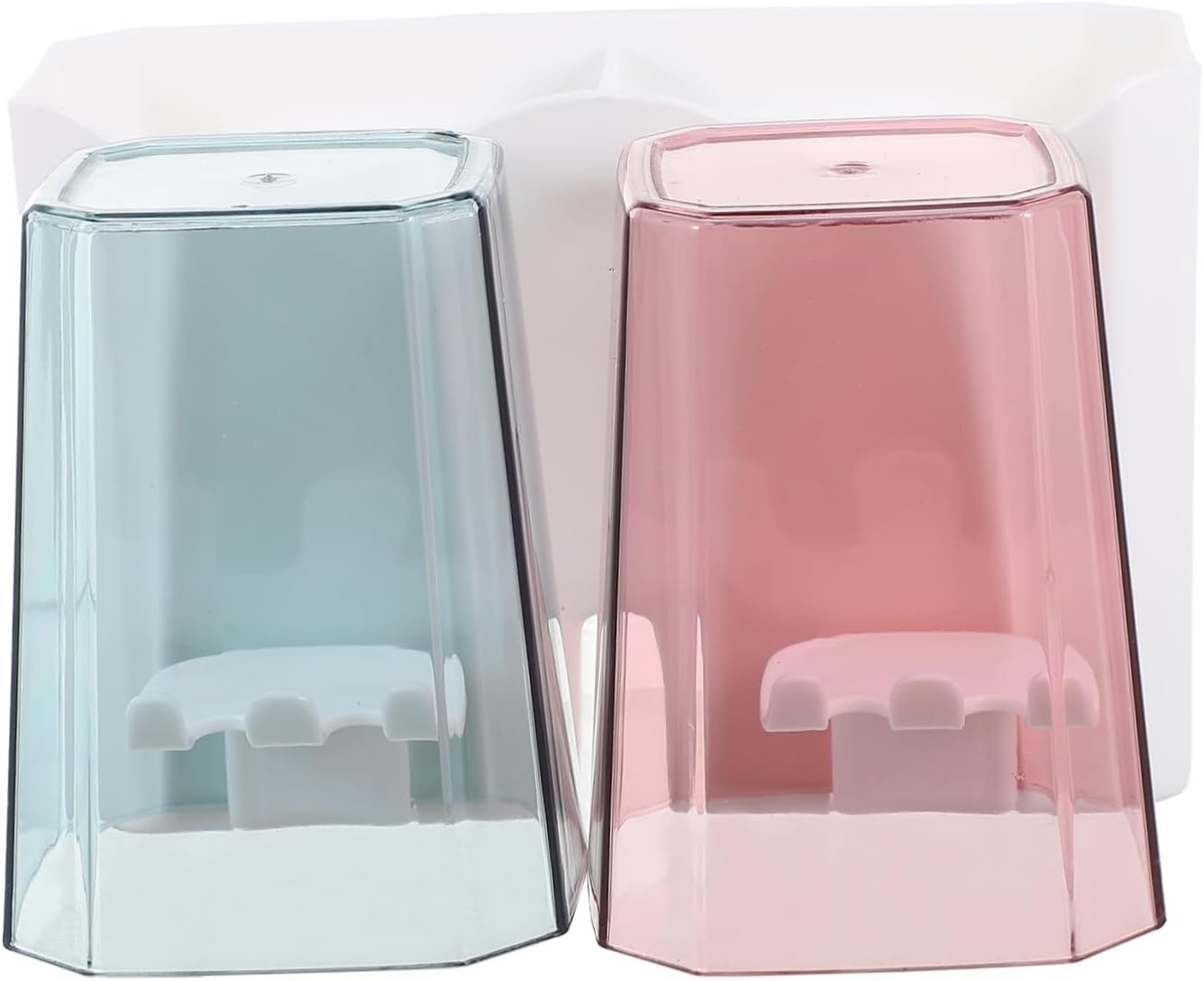 1 Set Wall Mounted Bathroom Storage Rack with Cups and Toothbrush Holder