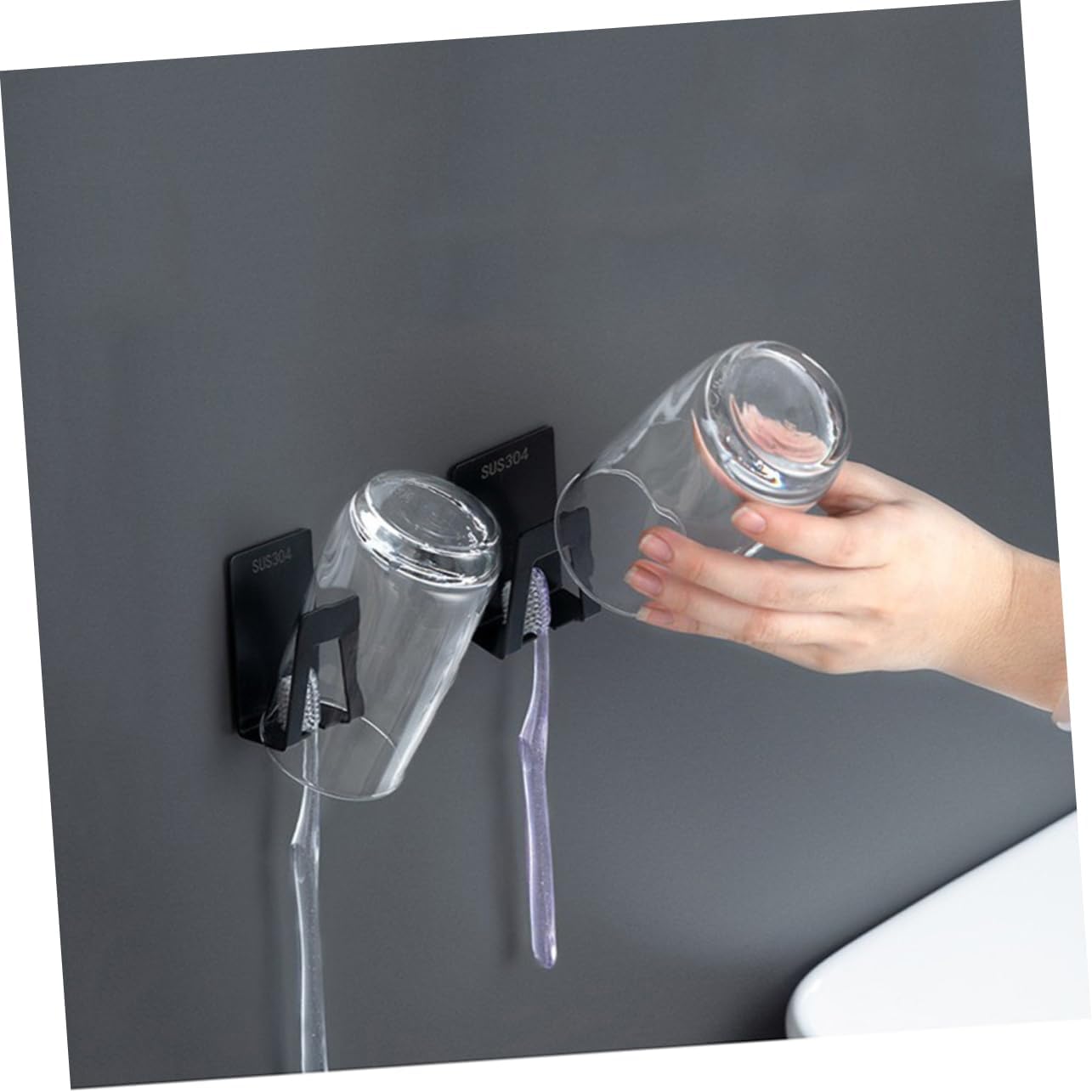 ABOOFAN Wall Mounted Toothbrush Holder with Suction Cup