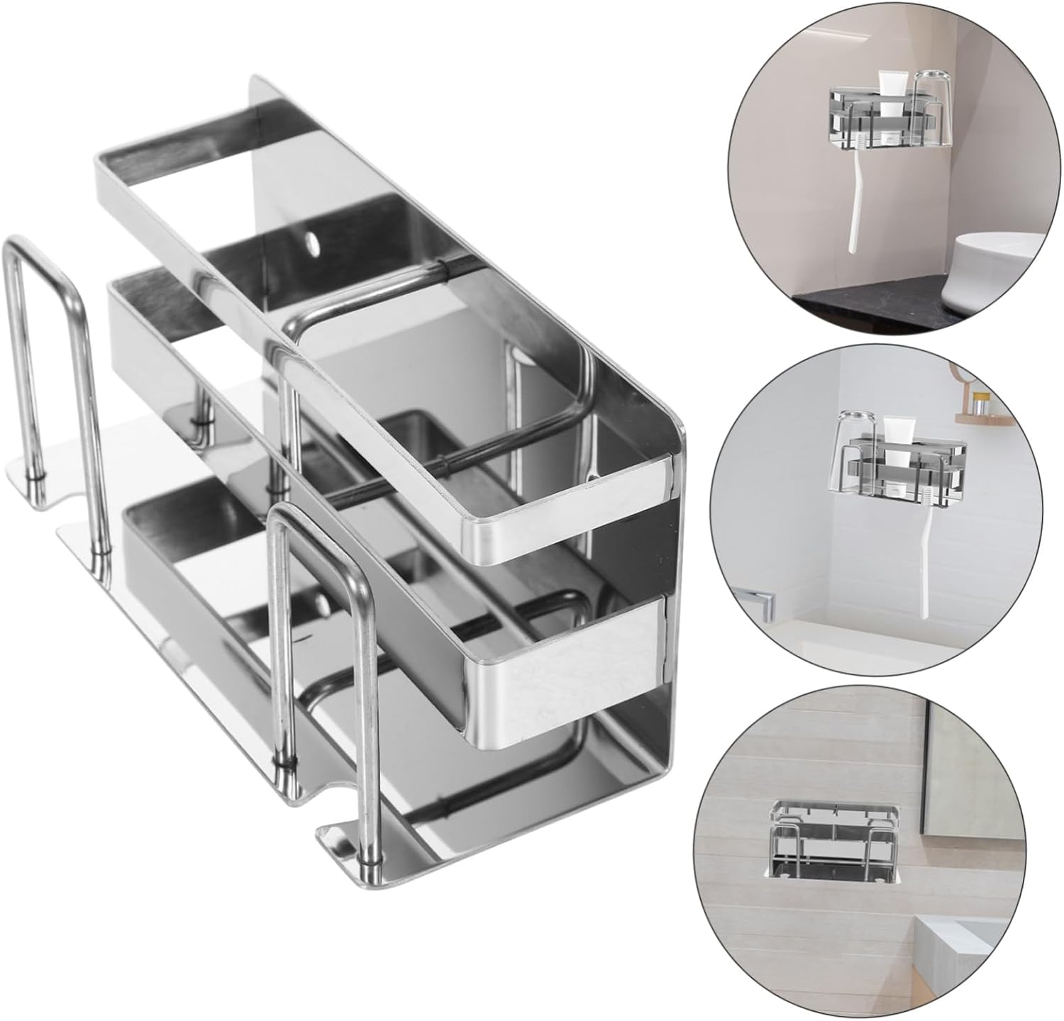 CONGARTENO Wall Mounted Toothbrush Holder Stainless Steel No Tools Required