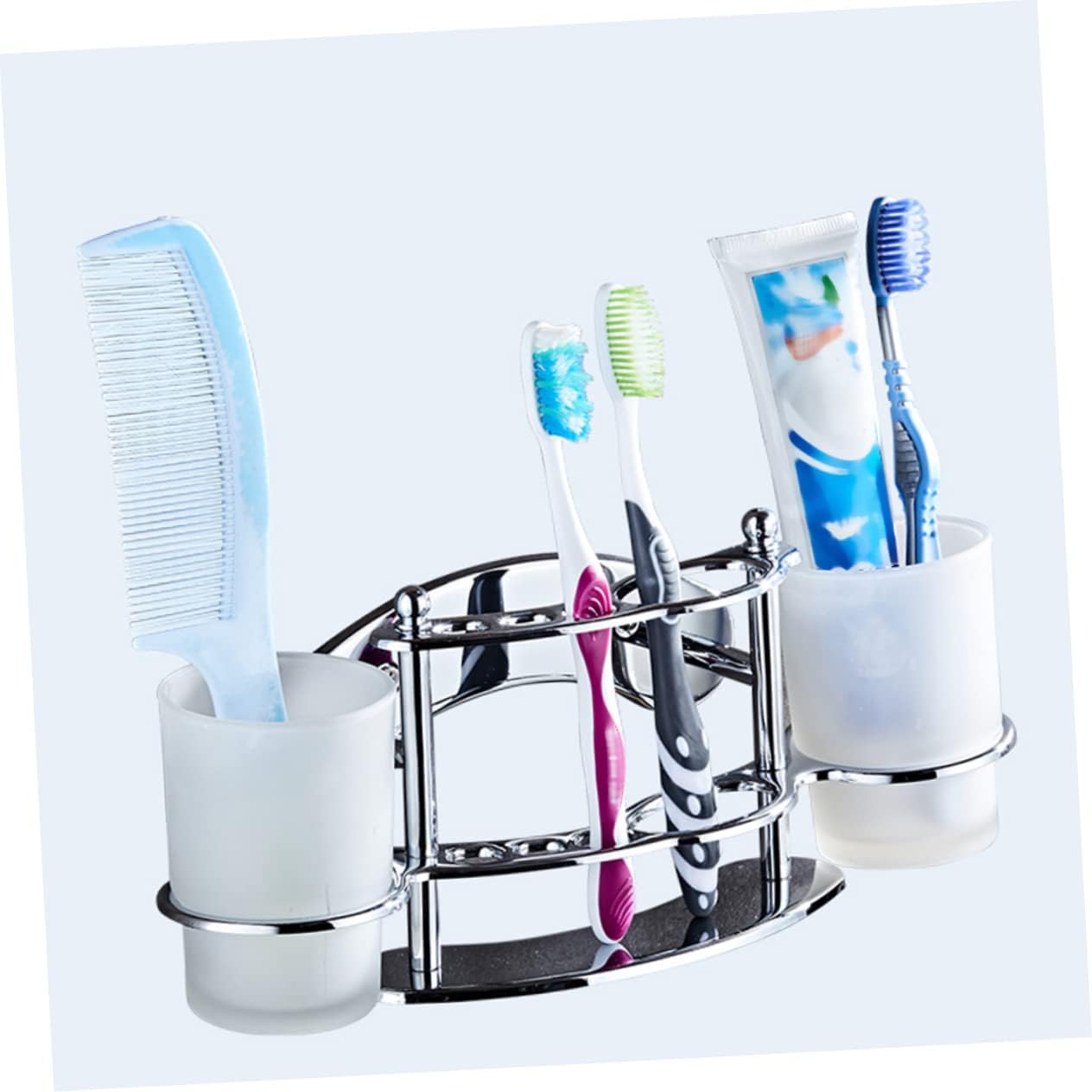 Stainless Steel Toothbrush and Gargle Cup Holder