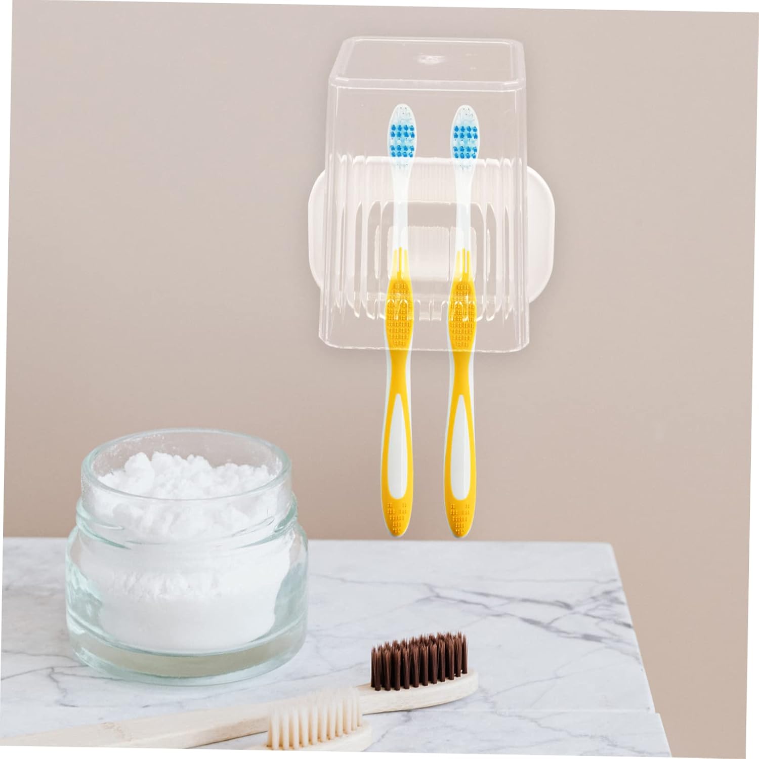 Pink Wall-Mounted Toothbrush Holder Set