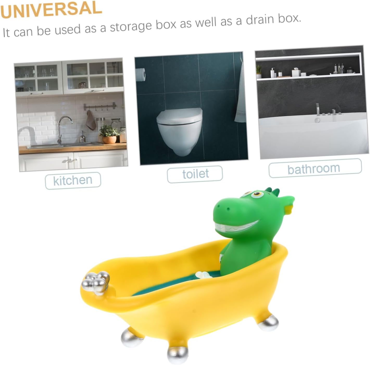 Luxshiny Cartoon Dinosaur Soap Box Drain Holder