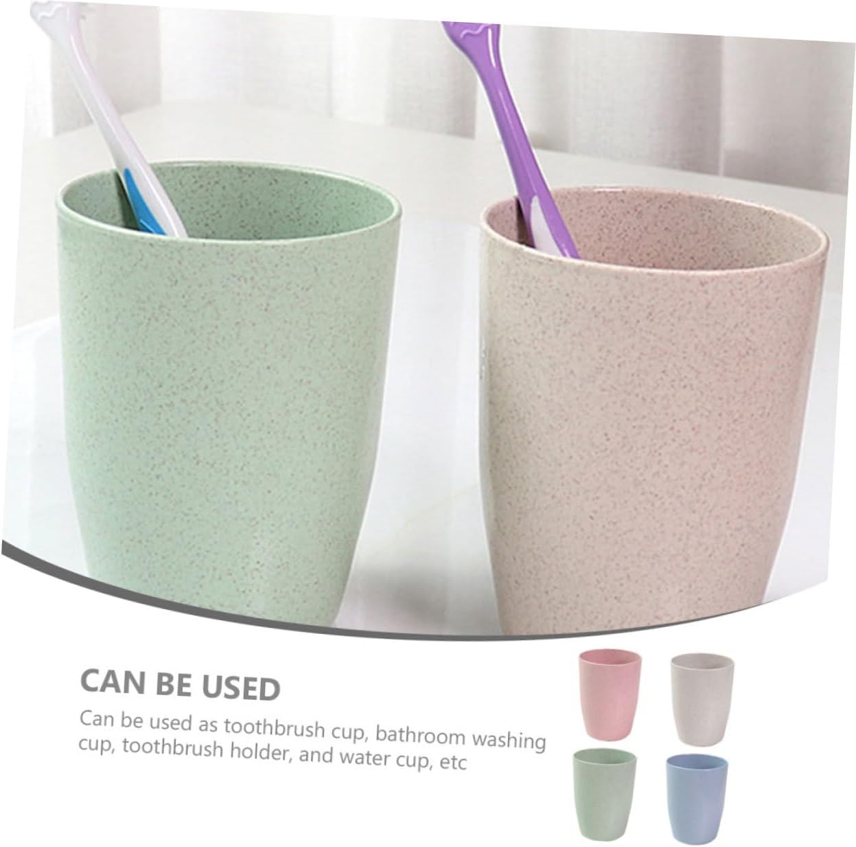 4pcs Wheatstraw Toothbrush Holder Cups for Bathroom